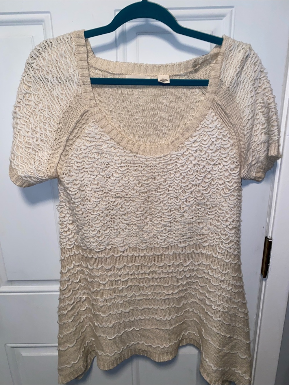 Anthropologie Sleeping On‎ Snow Large Ivory Sweater Short Sleeves